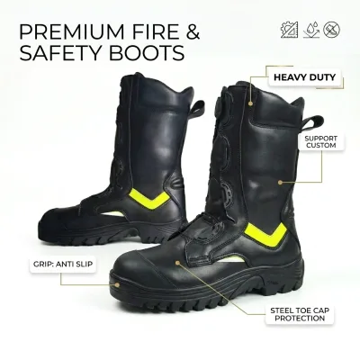 Wholesale Custom Logo Fireproof Waterproof Tactical Fire Fighting Safety Boots CE Certified Anti Slip Men Work Boots