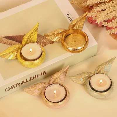 Creative Retro Resin Crafts Ornaments Home Circular with wings Candlestick Decoration Ornaments