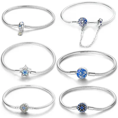 Celestial Star Moon Snake Chain Charm Bracelet Alloy Silver Plated Party DIY Jewelry Wholesale Supplier Factory