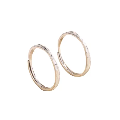 s999 pure silver starry and sea couple rings, with a light luxury high-end feel, simple niche design. f
