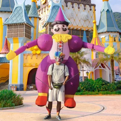 Circus Advertising Inflatable Clown Puppet Costume Digital Printing Easy Setup Built-In Fan for Moving Parades Festivals