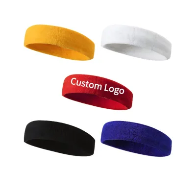 Custom Logo Sports Headband Sweat Gym Fitness Head Hairband Wrap Non-Slip Yoga Basketball Sweatband