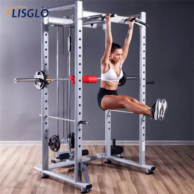 Commercial Consumer Smith Machine Squat Rack Metal Gym Training Equipment With Cable Weightlifting Barbell Bench Press Gantry