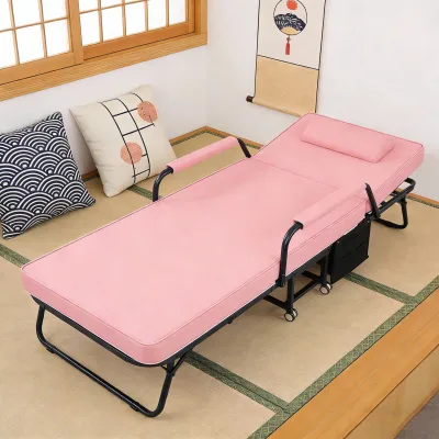 Modern Foldable Customizable Portable Sleeping Cot with Durable Steel Frame for Home Office Use