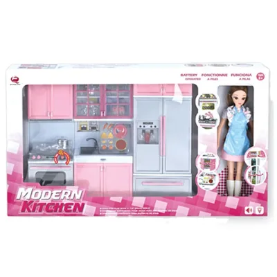 Window Box Plastic Toys Unisex 18 Plastic Playes Kitchen with Light & Music Play Small Plastic Car Kitchen Toy Doll and Modern
