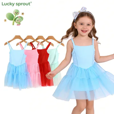 Custom Children's Dance Dress Tight Fitting Ballet Leotard Thin Soft One-Piece Skirt Girls Yoga Mesh Dress