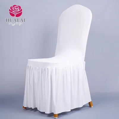 C002 Customizable Colors Twill Spandex/Polyester Plain Dyed 180gsm Chair Covers Pleated Skirt for Wedding Banquet Party