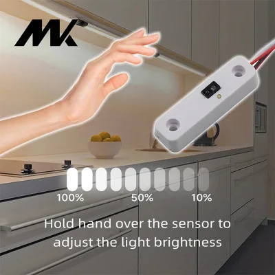 Manke 12V 5A Kitchen Cabinet Sensor Switch 1.5-2m Sensing Range IP21 Rated Hand Scan/Gesture Induction Touch Sensor for LED