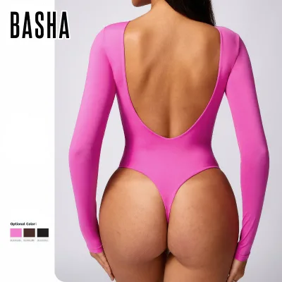 Bashasports Slimming Triangle Bodysuit With Base Long Sleeve Yoga Bodysuit