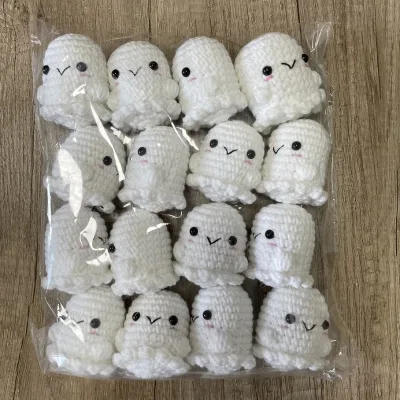 Cute Halloween Ghost Crochet Amigurumi Gift Kawaii Plush Knitted Handmade Ghost