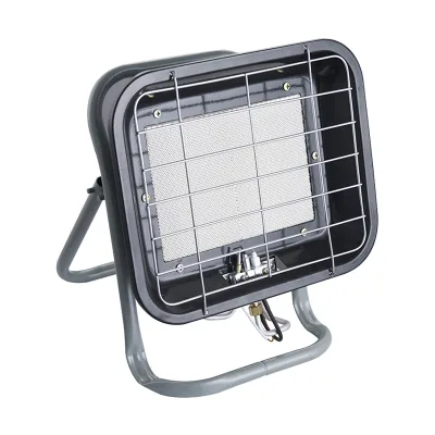 Luoqi Modern Design Portable Propane Patio Heater Stainless Steel Trolley Foldable Adjustable Height Flame Safety Outdoor