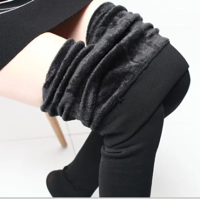 High Quality Polyester Pantyhose for Women Warm and Thick Solid Black Red Navy Half Foot Pantyhose / Tights With Fleece