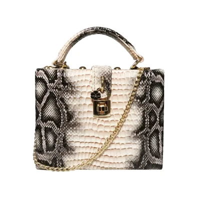 Snakeskin Pattern Evening Clutch Bag for Women Square Box Evening Bags Crossbody Shoulder HandBags Flower Wedding Clutch Purse