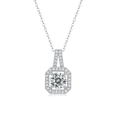 Stock Available Gold Plated Jewelry Rounded 6.5Mm 1Ct Moissanite Pendant Pure Silver Luxury Jewelry Woman