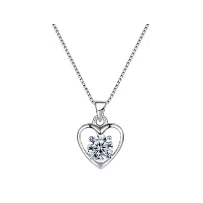 High Quality Gold Silver Copper Chain Heart Pendants White Zircon Heart Pendant in Box for Parties and Engagements