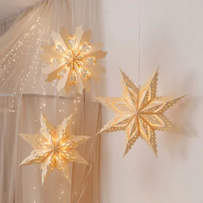 40cm High Quality Eco-Friendly Reusable Christmas Light Paper Star Lantern Cover Festive Decor for Winter Weddings Birthdays