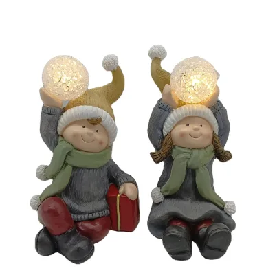 New Design Fashion Indoor MGO Boy Girl Status Christmas Ornaments Home Decoration