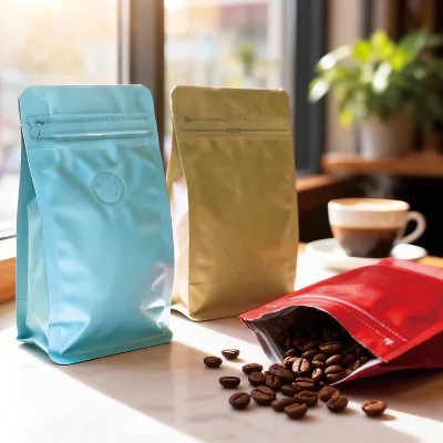 Transparent Customizable Stand up Pouch Coffee Bag with Valve and Window for Coffee and Jelly