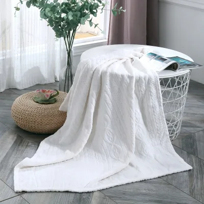 FY Collection Soft Warm White Flannel Raschel Blanket Personalized Burnt-out Process Print Pattern Wholesale Home