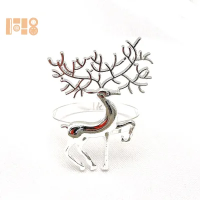 Golden Christmas Fawn Napkin Button  Towel Christmas Themed Napkin Ring Alloy Wholesale