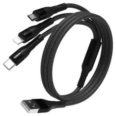 Hot Sale 3 in 1 Usb Cable 1M Data Transmission Cables Convenient Phone Charging Cable for Home Office Travel Environments