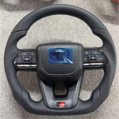 Custom Carbon Fiber and Leather Car Steering Wheel for Toyota LC200 LC70 LC76 Prado FJ