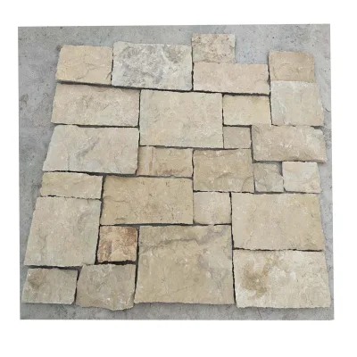 Beige Brown Tumbled Loose Square and Rectangle Thin Veneer Wall Cladding for Indoor and Outdoor Wall Decoration