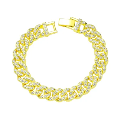 Single row diamond Cuban diamond bracelet men's tide brand full diamond bracelet jewelry