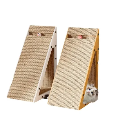 Corrugated Paper Multiple Functional Triangle Cat Scratching Board Cat Claw Board White/Brown