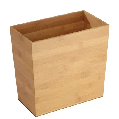 Wholesale Bamboo Waste Basket,Wooden Bamboo Trash Can for Kitchen,Livingroom,Bathroom,Rectangular Bamboo Bathroom Accessories