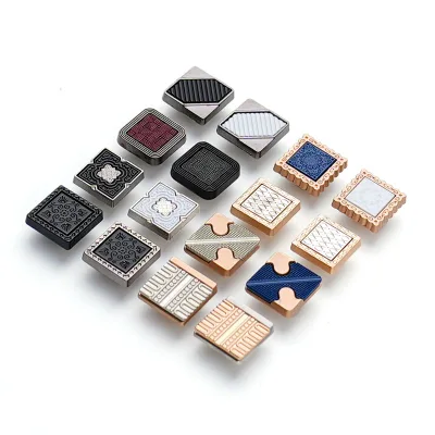 Jinyi Button Factory Custom 12mm Square Round Press Button Metal Zinc Alloy Logo Pattern Custom Thobe Snap Buttons for Clothes