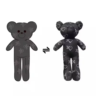 Cute Custom Plush Backpack Black Printed Plush Bear Stuffed Animal Plush Crossbody Bag for Fashion