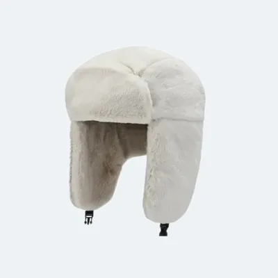 Custom Logo Male Earflap Hat Protective Adult Warm Hat Cotton Bomber Caps Windproof Hats Winter Warm Cold-Proof Winter Cap