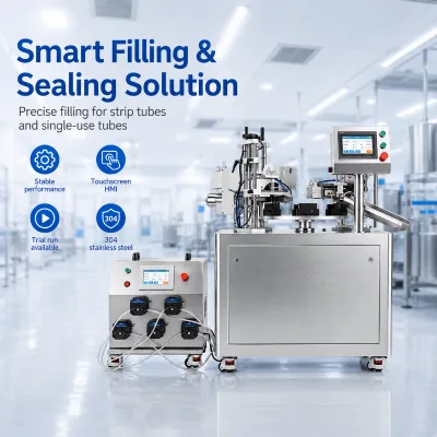 PLC Controlled Automatic Row Type Tube Filling and Sealing Machine Easy to Clean and Maintain for Laboratory Use