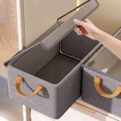 Wardrobe-style Cationic Foldable Stackable Modern Minimalist Large Size Storage Box Fabric Organizer Pants Sorting Bin Clothing