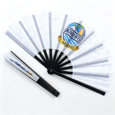 Customised Fabric Clacking Hand Fan Folding Plastic Crafts Luxury Sublimation Personalized Fans for Advertising Events Gifts