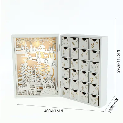 Christmas Wooden LED Calendar with 24-Day Countdown for Flying Deer Wooden Home Decoration Gift