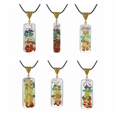 Adjustable Healing Energy Crystal Pendant Reiki Orgone Stones Necklace with Ball Shape for Emotional Body Purification Gift