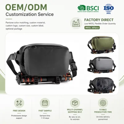 Custom 600D Polyester Waterproof Fanny Pack Travel Photography Unisex Lens Organizer Digital Gear Camera Waist Bags Backpack