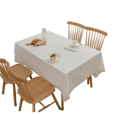 Plastic Lace Trim Embroidered Woven Tablecloth 100x160CM Elegant Dining Table Cover for Kitchen Home Wedding