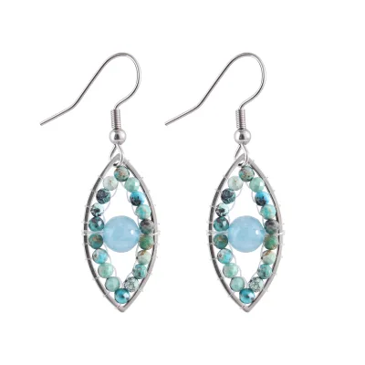 Wholesale Handmade Natural Crystal Devil's Eye Charm Earrings Round Women's Classic Fashion Jewelry Gift