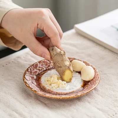 ODM & OEM Vintage Ceramic Garlic Ginger Grater Plate Multi Function Kitchen Grinding Dish for Ginger Garlic Spice