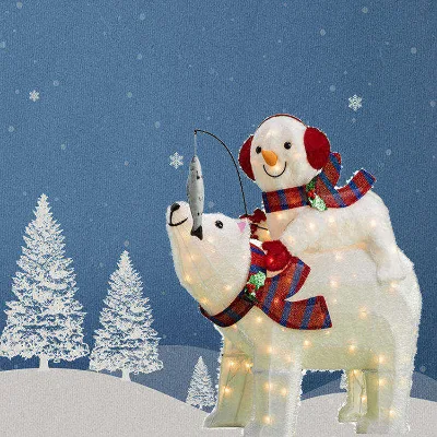New Arrival 3D LED Lighting Snowman & Bear Sculpture for Indoor & Outdoor Christmas Program Decorations
