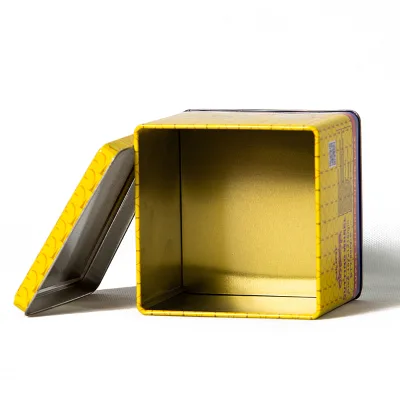 Custom Square Tinplate Can Small Size Food Grade Metal Box with Recyclable Lid for Bulk Candy & Chocolate Packaging