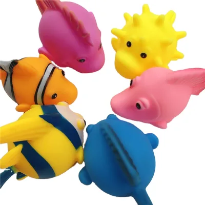 Bulk Cartoon Vinyl Animal Fish Bath Massage Toy Baby Squirter Shower Bathroom Float Bathtub Toys for Kids Educational