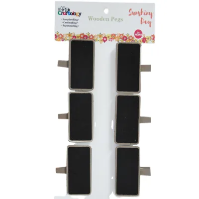 6pk Best Quality Mini Decorative Wooden Non-Magnetic Chalkboard Pegs Memo Clip