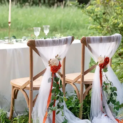 Factory Wholesale Organza Chiffon Polyester Wedding Chair Sashes 75x300cm Home Event Banquet Chair Cover FANDESY Brand Party Use