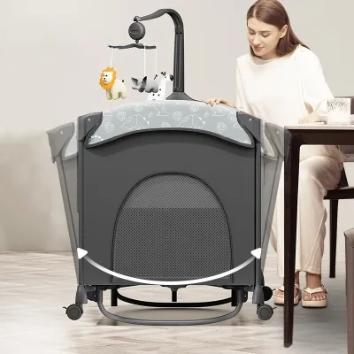 High Quality Foldable Multifunctional Baby Playpen Bedside Crib Sleeping Crib Drop Side Travel Cot Baby Bed