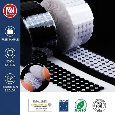 Wholesale Custom Size Color Super Sticky Self Adhesive Eco Friendly White Black Round Reusable Hook and Loop Dots for DIY Crafts