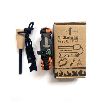 New Multifunctional Fire Starter Kit Outdoor Emergency Survival Waterproof Fire Starter Kit with 3 in 1 Bracelet